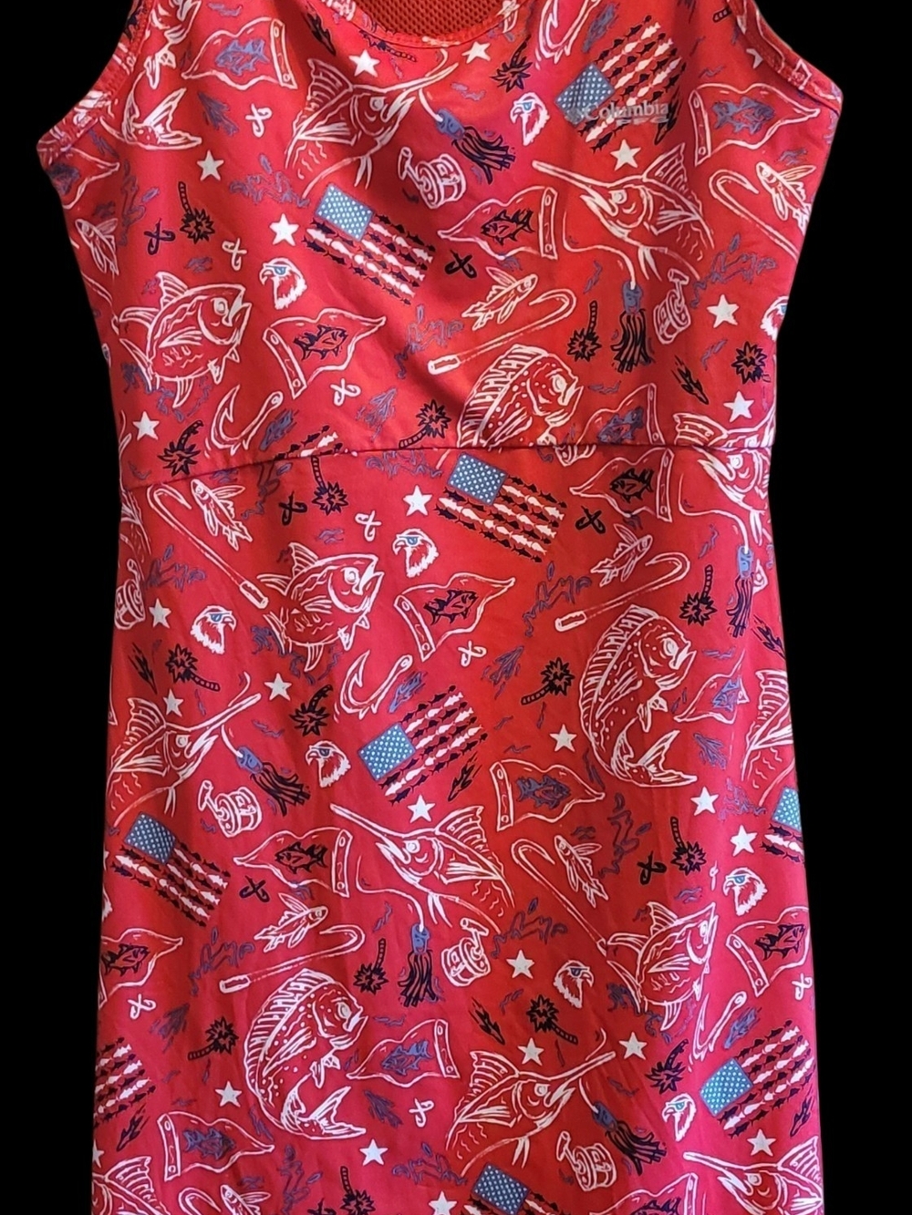 Columbia Red Patriotic Fish Print Tank Dress